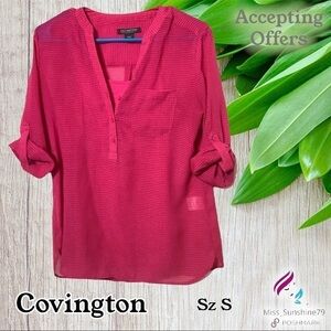 Covington Sz S - hot pink sheer blouse w/ tank top